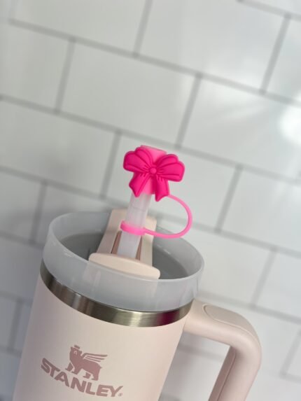 10mm Straw Topper- Pink bow